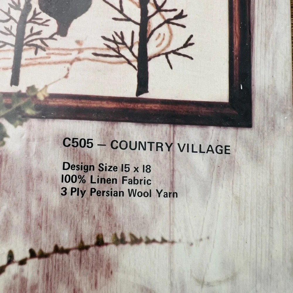 VTG Custom Needleworks Most Unusual‎ Series Americana Crewel Kit Country Village